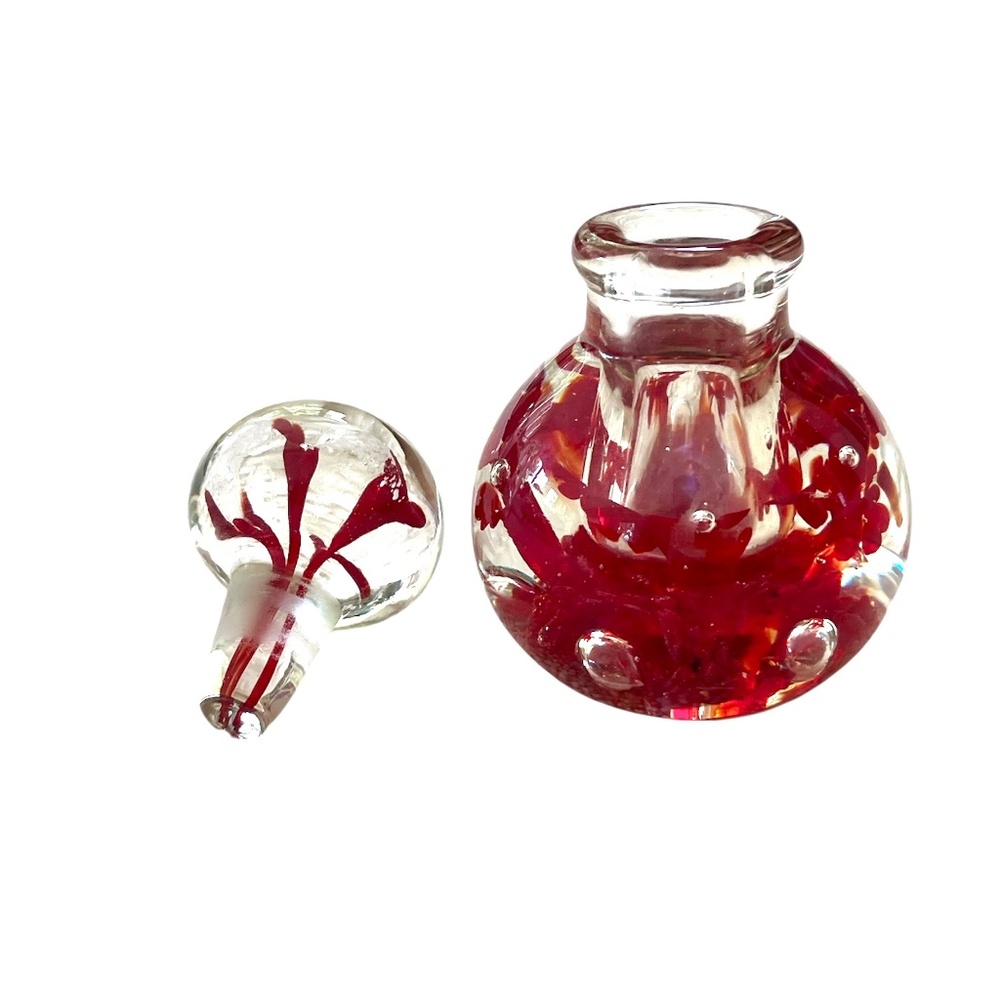 Vintage Kent Helms glass paperweight with stopper, excellent condition!